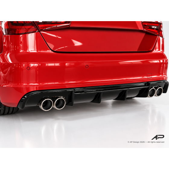 Audi A3 8V / 8VA S Line Rear Diffuser 4x90mm Gloss Black