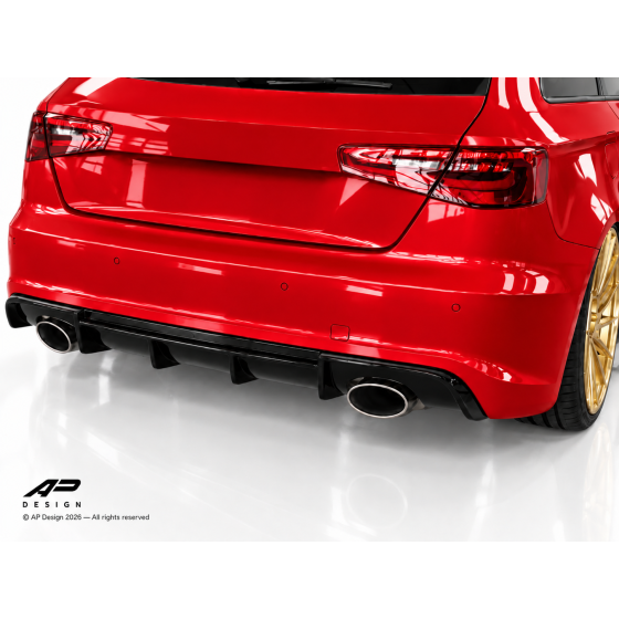 Audi A3 8V / 8VA S Line Rear Diffuser Oval Exhaust Gloss Black