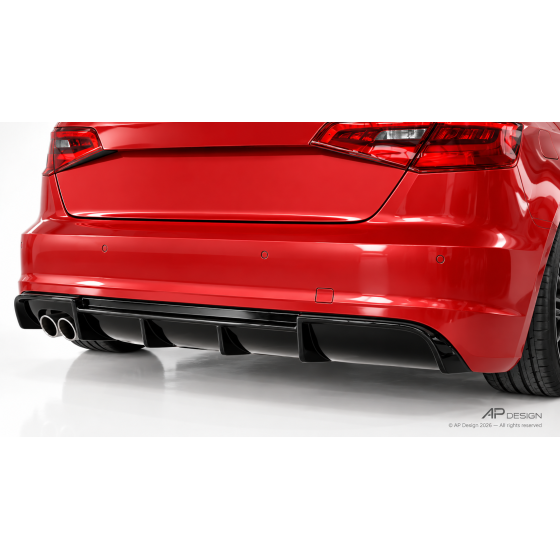 Audi A3 8V / 8VA S Line Rear Diffuser Dual Left Exhaust Gloss Black