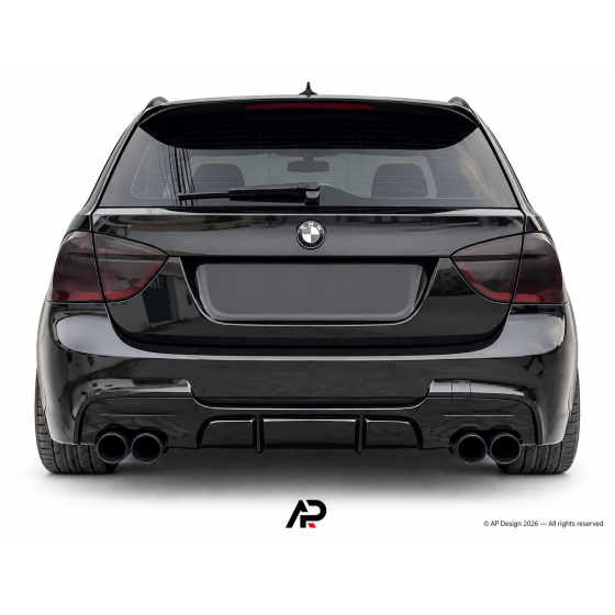 BMW E90/E91 M Performance Style Quad Exhaust Rear Diffuser – Gloss Black