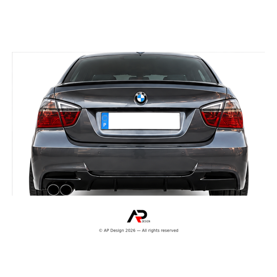 BMW E90/E91 M Performance Style Rear Diffuser – Left Twin Exhaust – Gloss Black