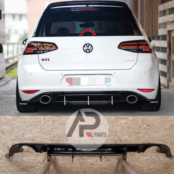 VW Golf 7 / 7.5 Rear Diffuser R Look Gloss Black