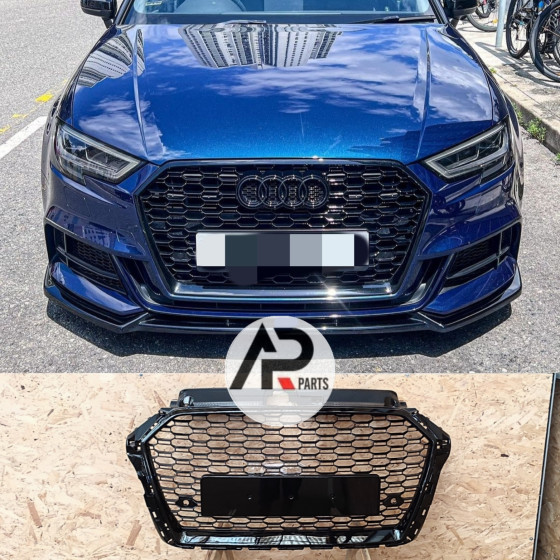 RS Style Front Grille Audi A3 8V Facelift 2016-2020 Gloss Black without ACC