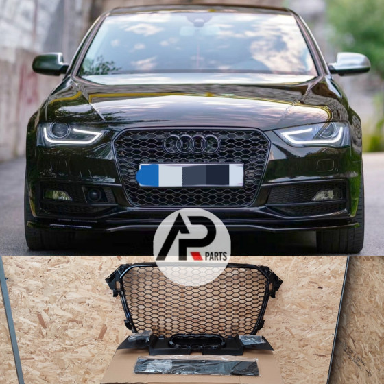 RS Style Front Grille Audi A4 B8.5 Facelift 2011-2015 Gloss Black